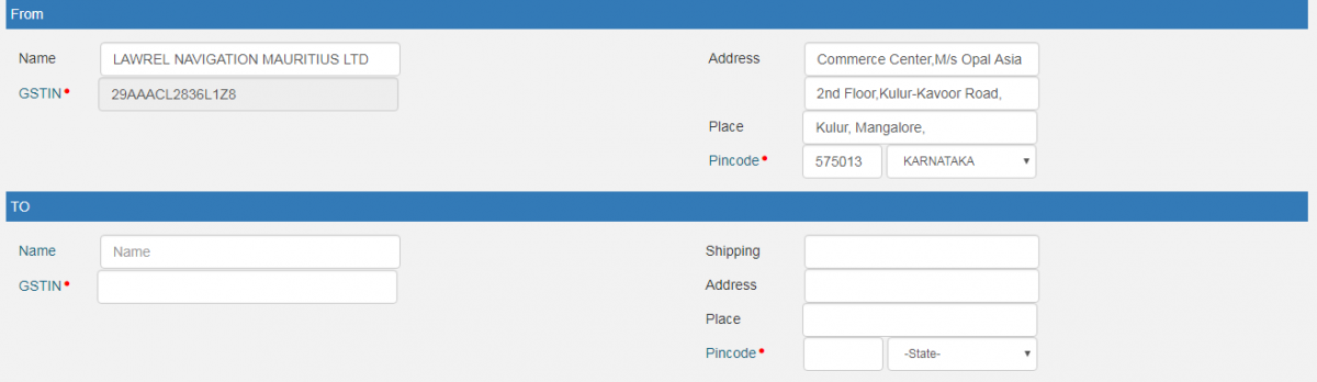 e-way bill form
