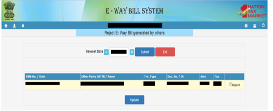 reject e way bill