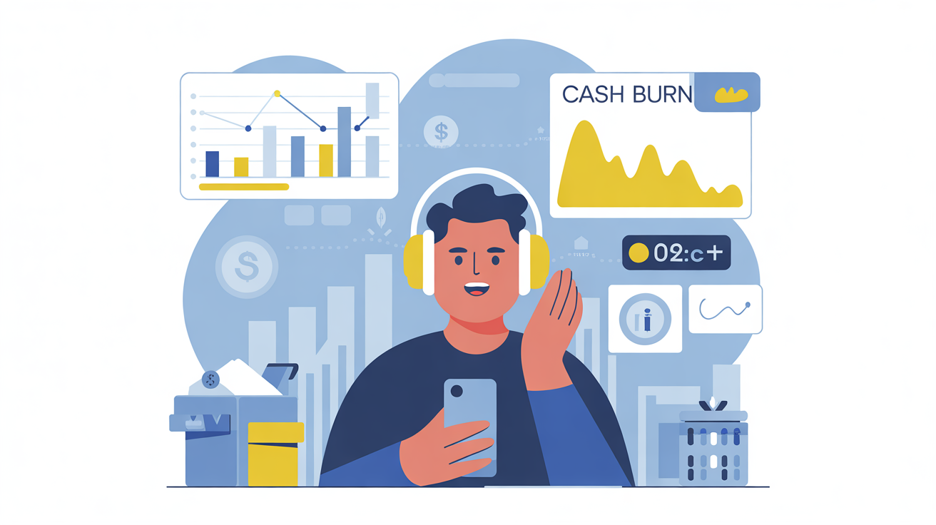 a startup founder listening to a podcast