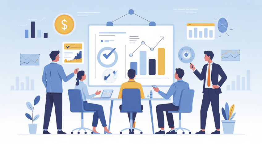 A startup team having a financial discussion