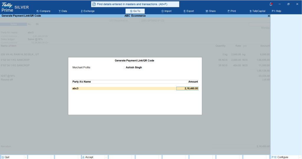 Generating payment link